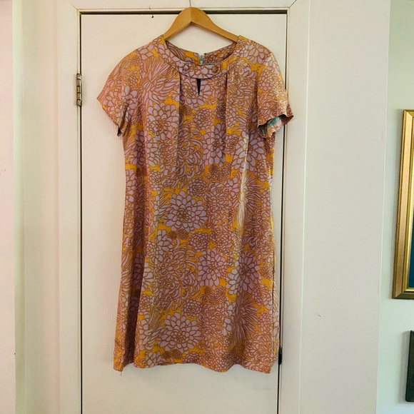 Vintage 1950s Madmen Handmade metal zip Pucci style print Shift Dress M/L - Picture 1 of 11